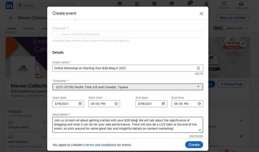 linkedin lead generation with events feature